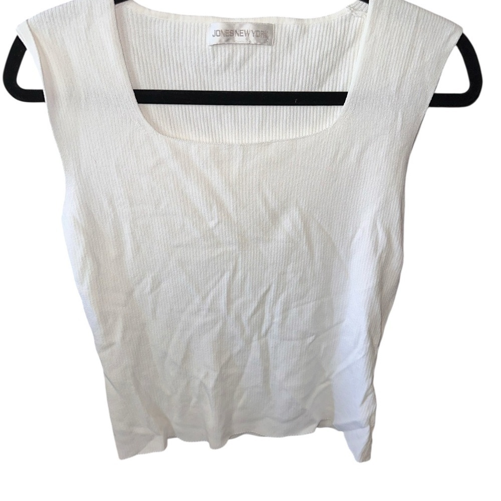 Jones New York Classic Winter White Square Neck Tank Top